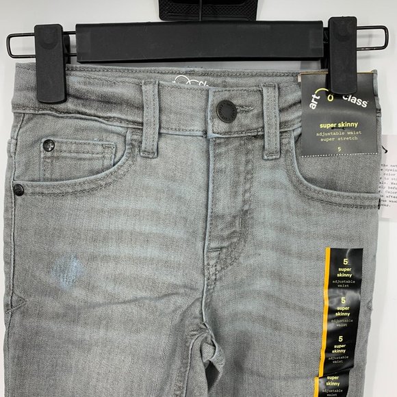 Art Class Jeans Boys Size 5 Gray Super Skinny Distressed Stretch Adjust Waist - Picture 3 of 9